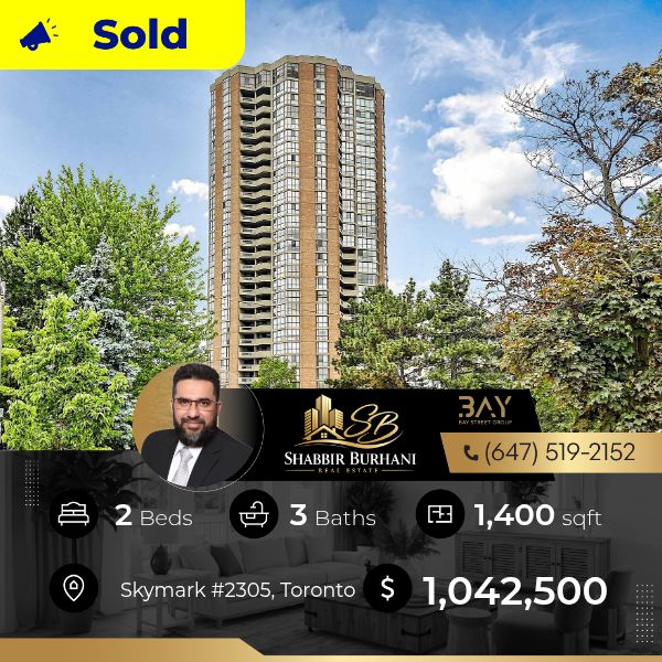 This at Skymark Unit 23 05, Toronto has just been sold